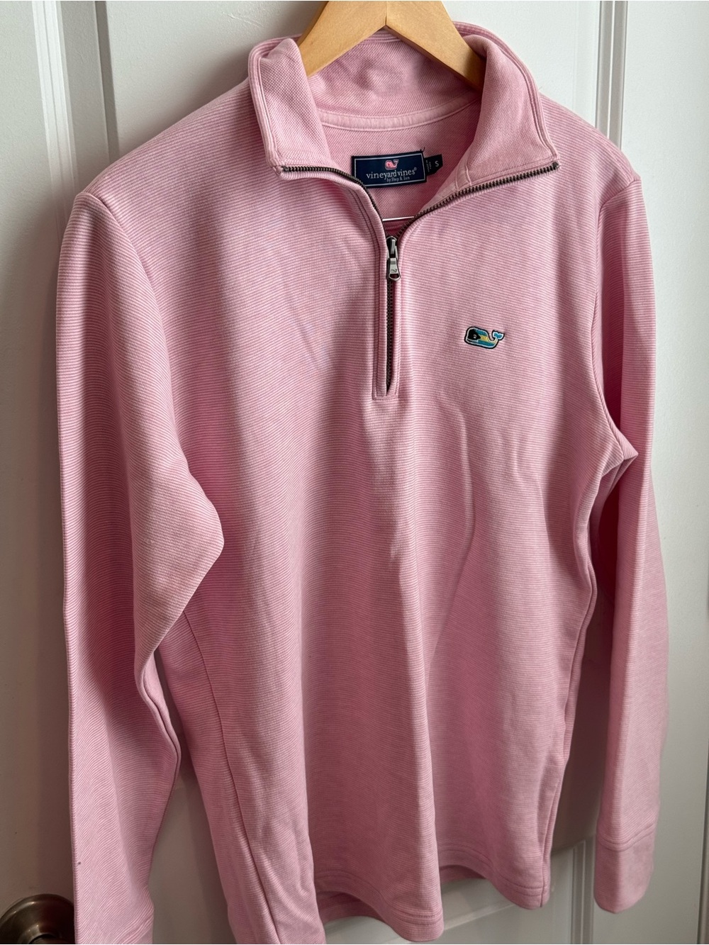 Vineyard Vines Men’s Small Pink 1/4 Zip Pullover Whale Logo Preppy